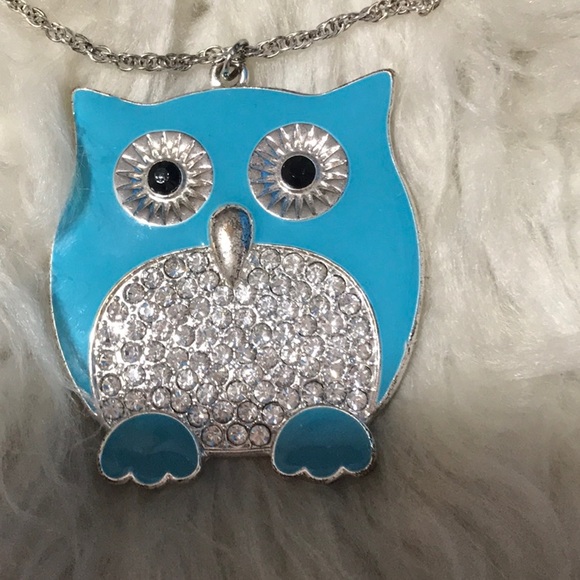 NWT Julie’s Closet OWL long sleeve shirt & metal bling owl necklace - Picture 6 of 10